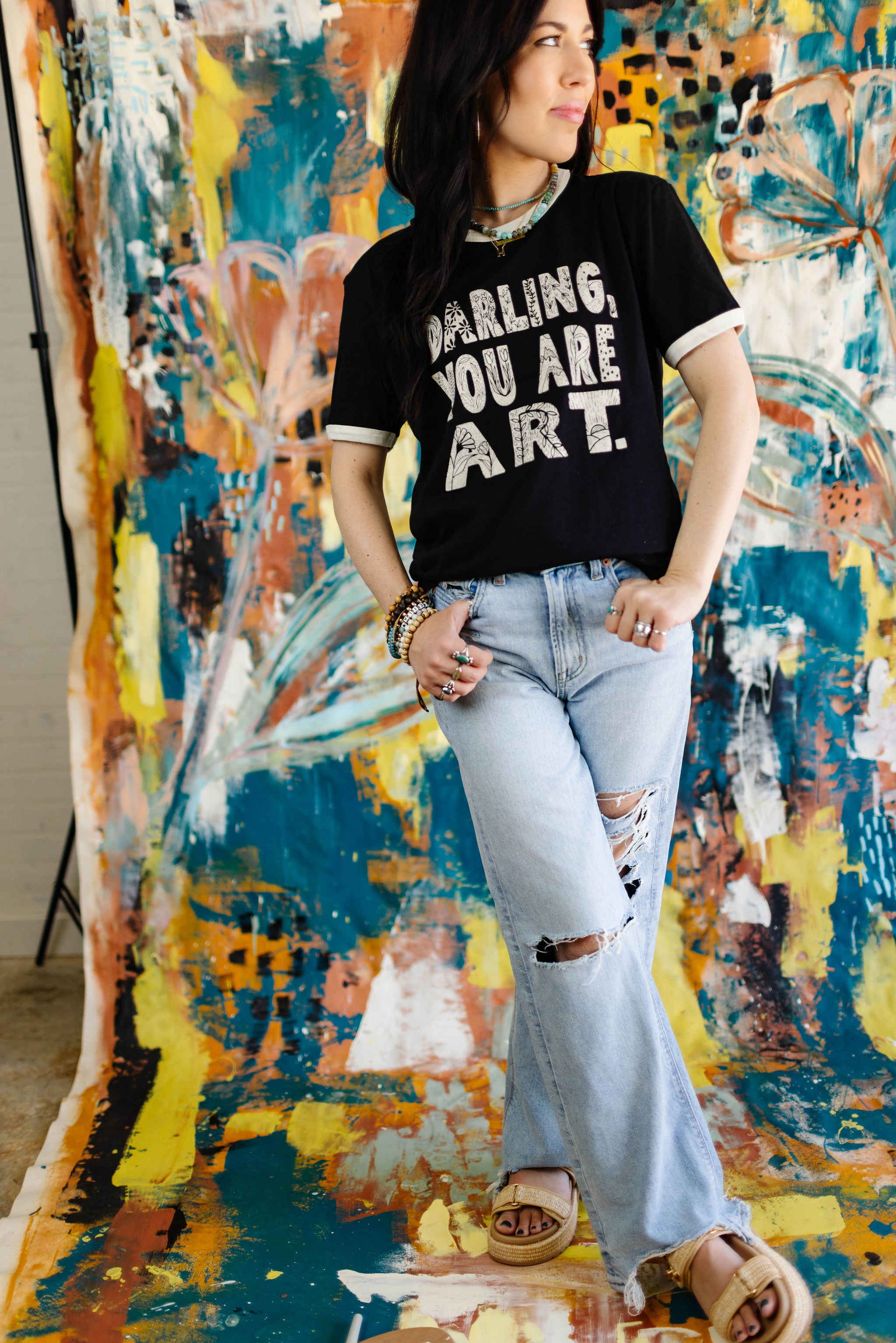 Darling You Are Art- Black/Cream Ringer (Pre-order)