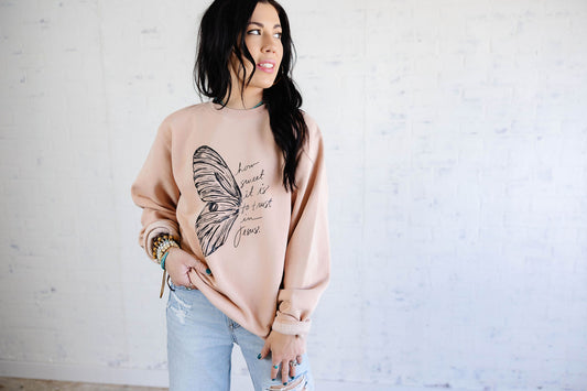 Butterfly Sweatshirt- Rose