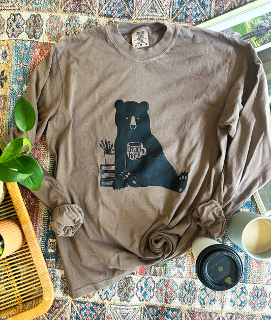 Homeschool Mama Bear Long Sleeve -Espresso
