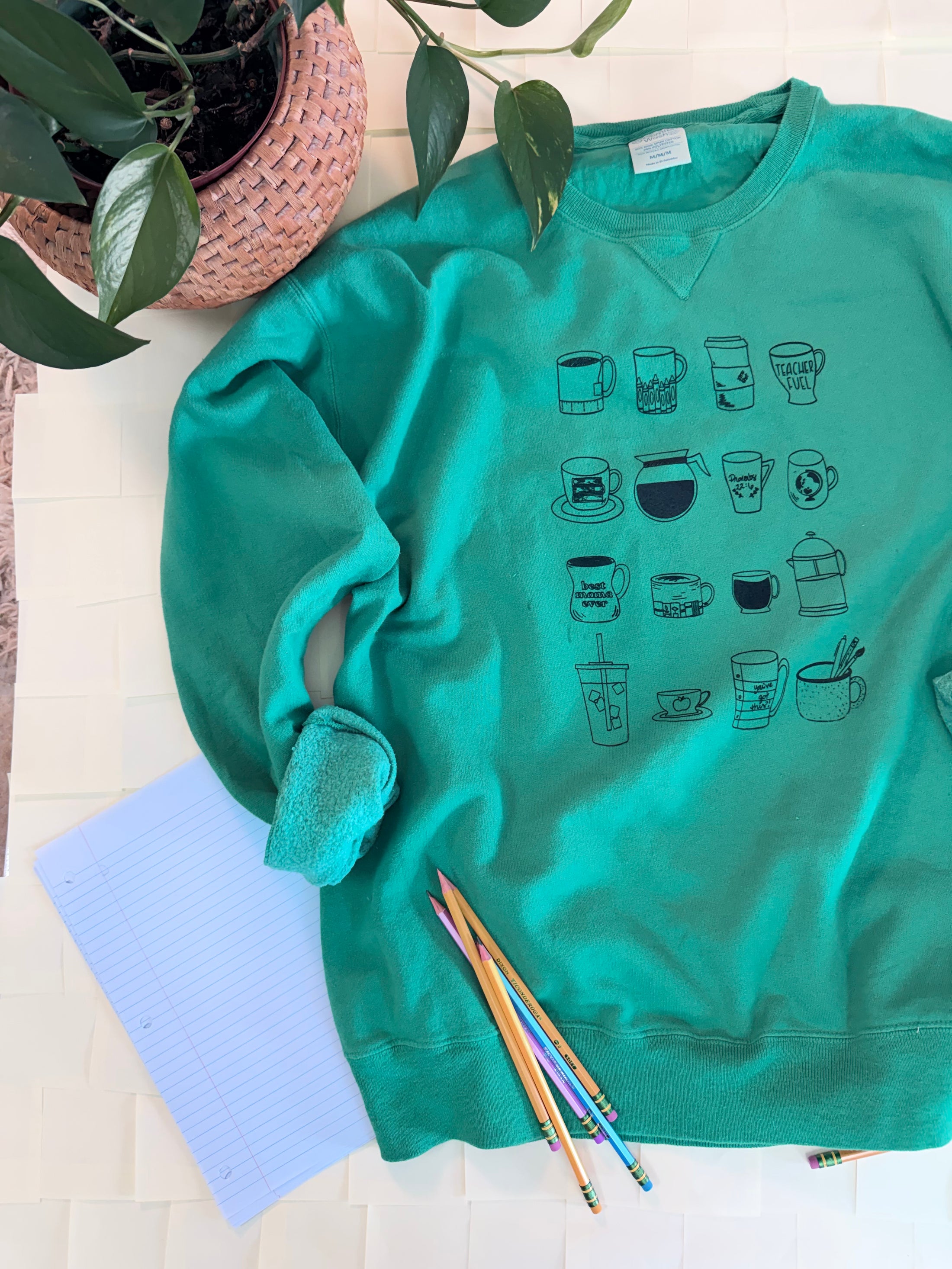 Teacher Fuel Sweatshirt-Green Tee