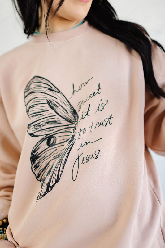 Butterfly Sweatshirt- Rose