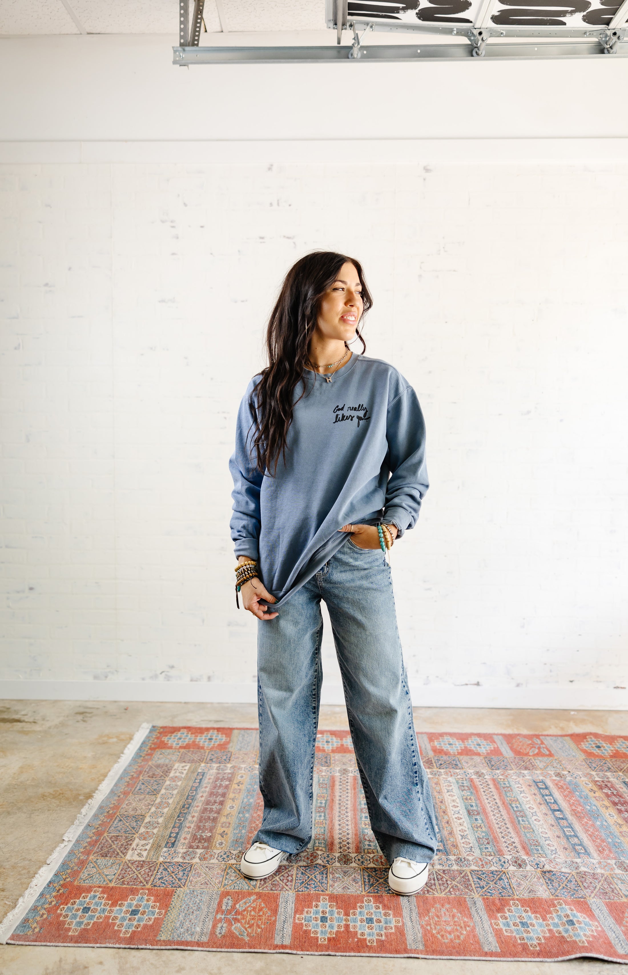 God Really Likes You Sweatshirt-Denim