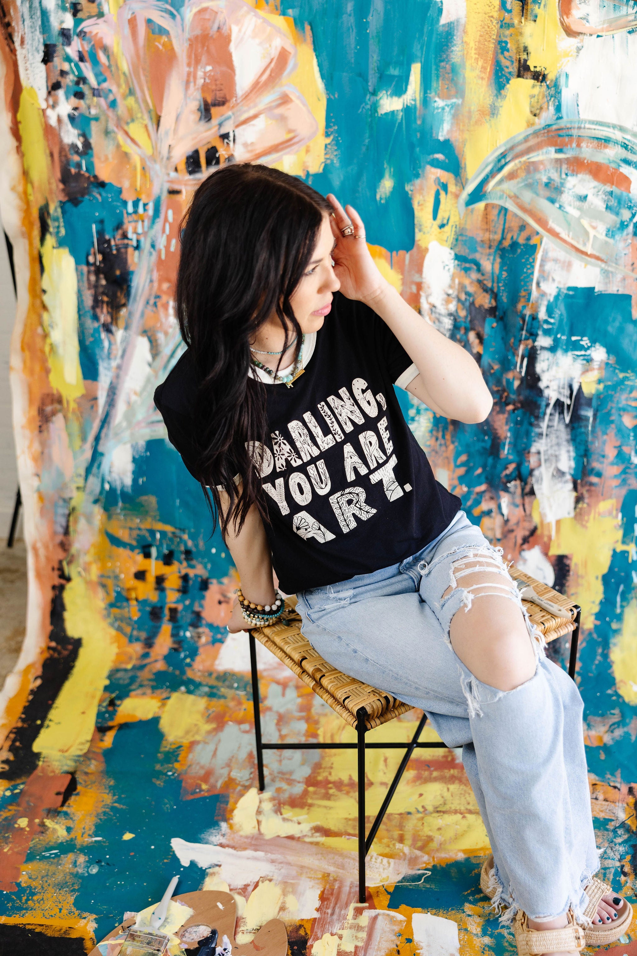 Darling You Are Art- Black/Cream Ringer (Pre-order)