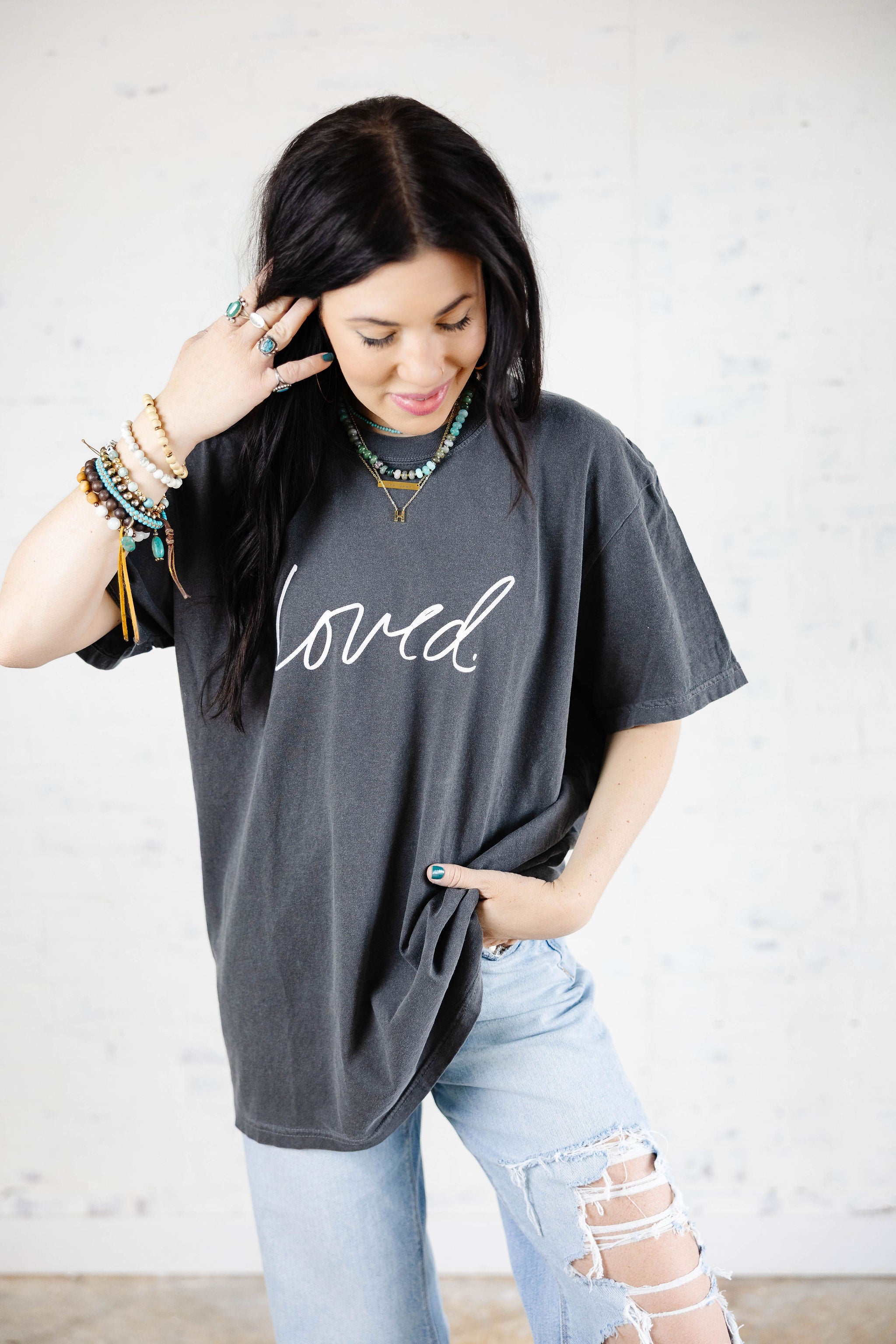 Loved Short Sleeve-Charcoal