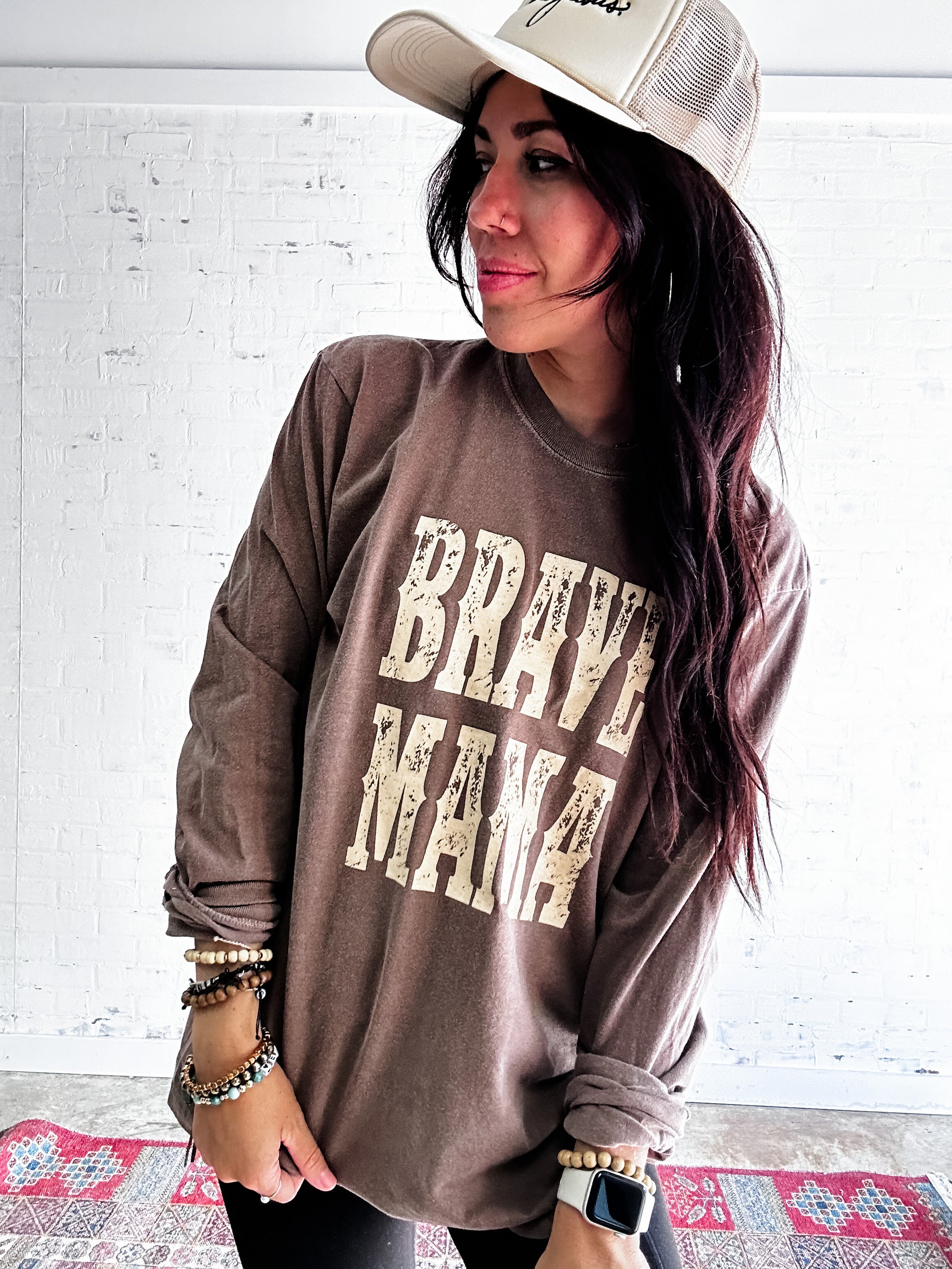 Brave Mama Goes West Long Sleeve-Oak