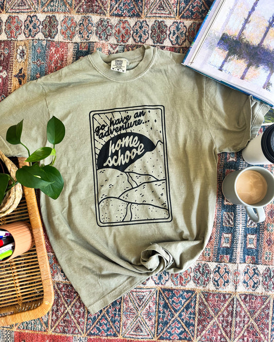 Go Have An Adventure Homeschool Short Sleeve - Khaki