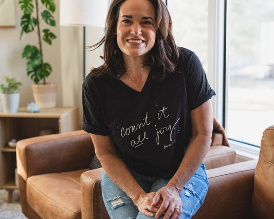 Count it All Joy V Neck- Jonah's Grey (Pre-order)