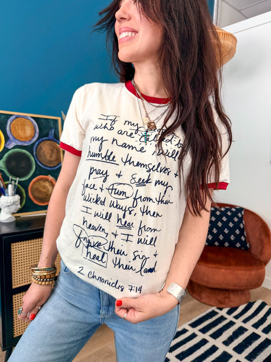 Heal Their Land- Red Ringer Tee