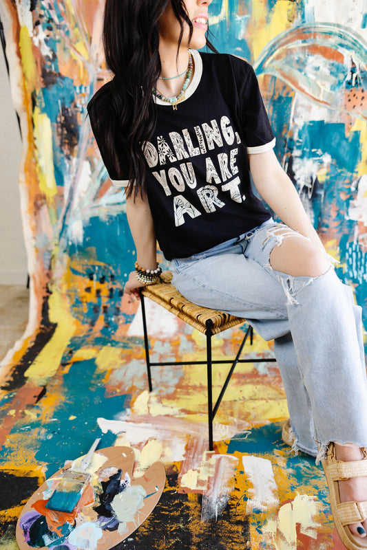 Darling You Are Art- Black/Cream Ringer (Pre-order)