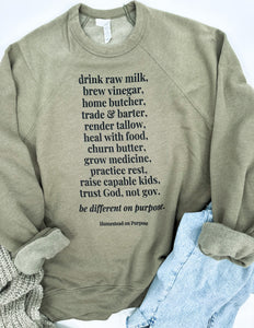 Be Different On Purpose Sweatshirt - Olive