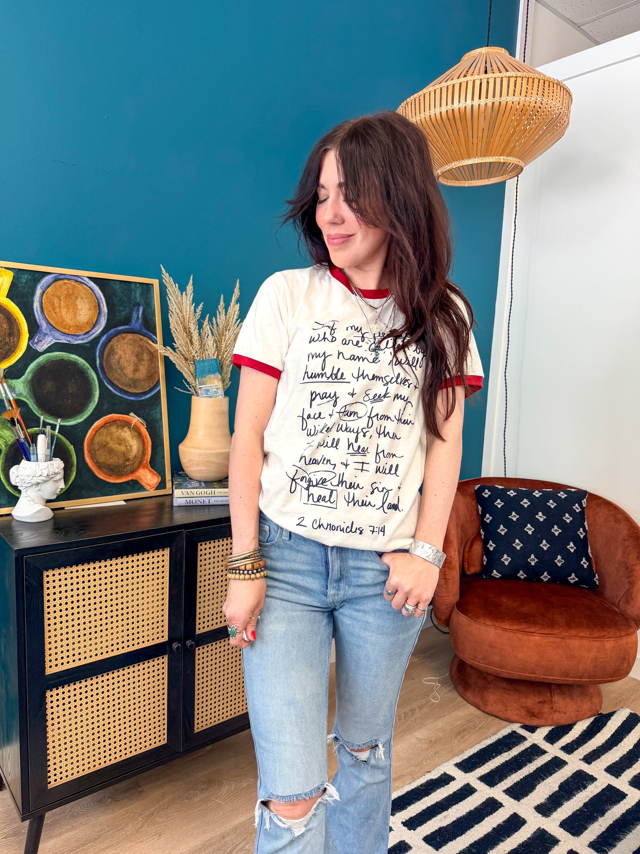 Heal Their Land- Red Ringer Tee