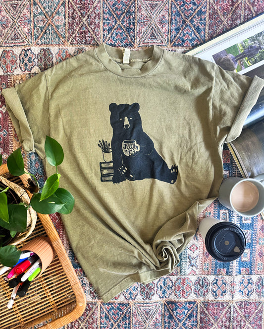 Homeschool Mama Bear Short Sleeve -Olive