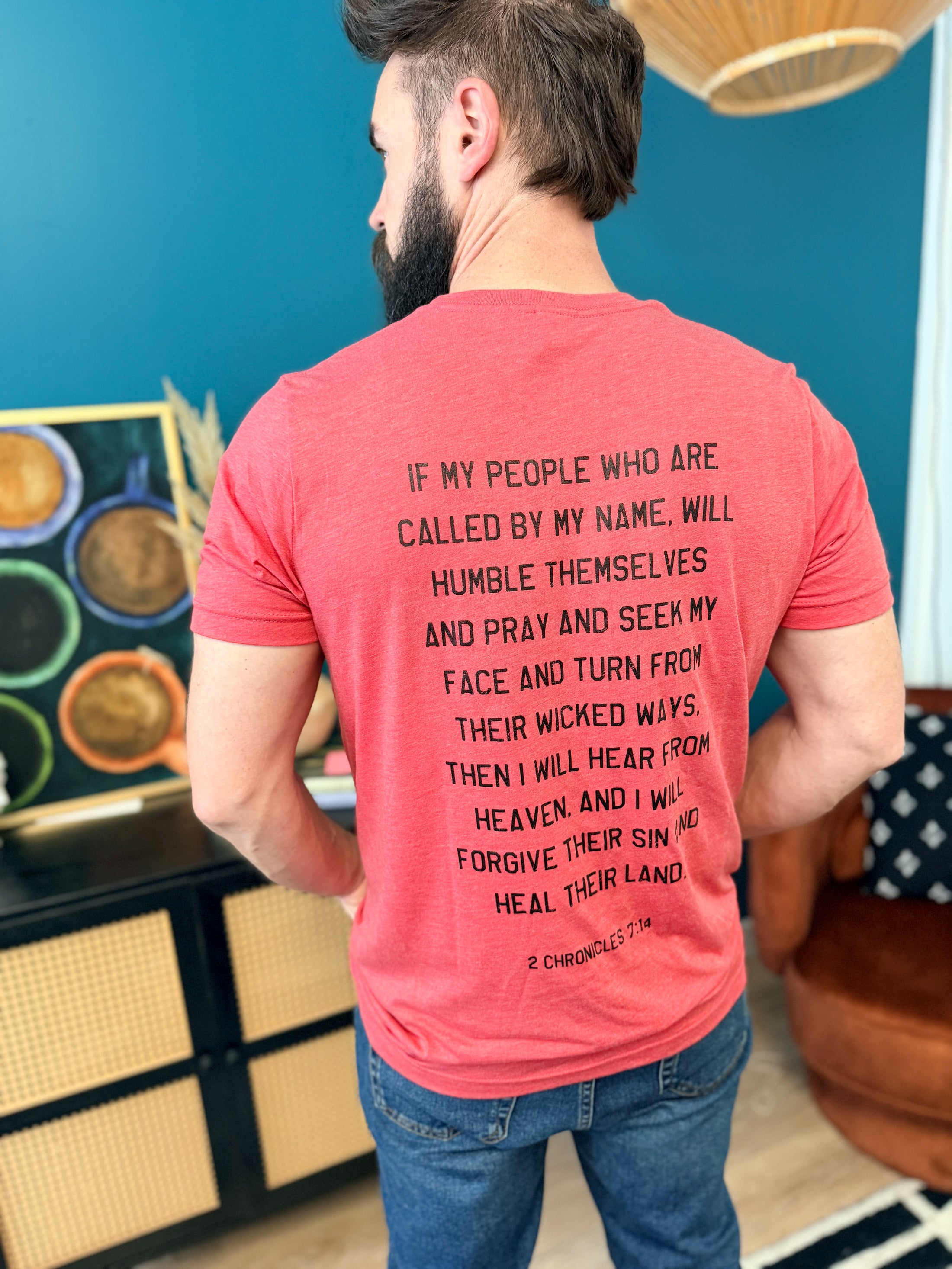 Heal Their Land Men’s Tee- Spangled Red