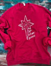 Load image into Gallery viewer, Christmas Sweatshirt / Light Overcomes Darkness - Cranberry &amp; Evergreen