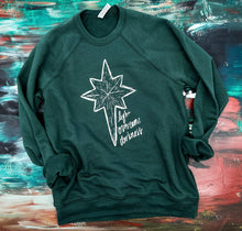 Load image into Gallery viewer, Christmas Sweatshirt / Light Overcomes Darkness - Cranberry &amp; Evergreen