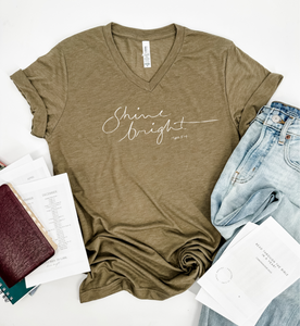 Shine Bright V-neck in Olive