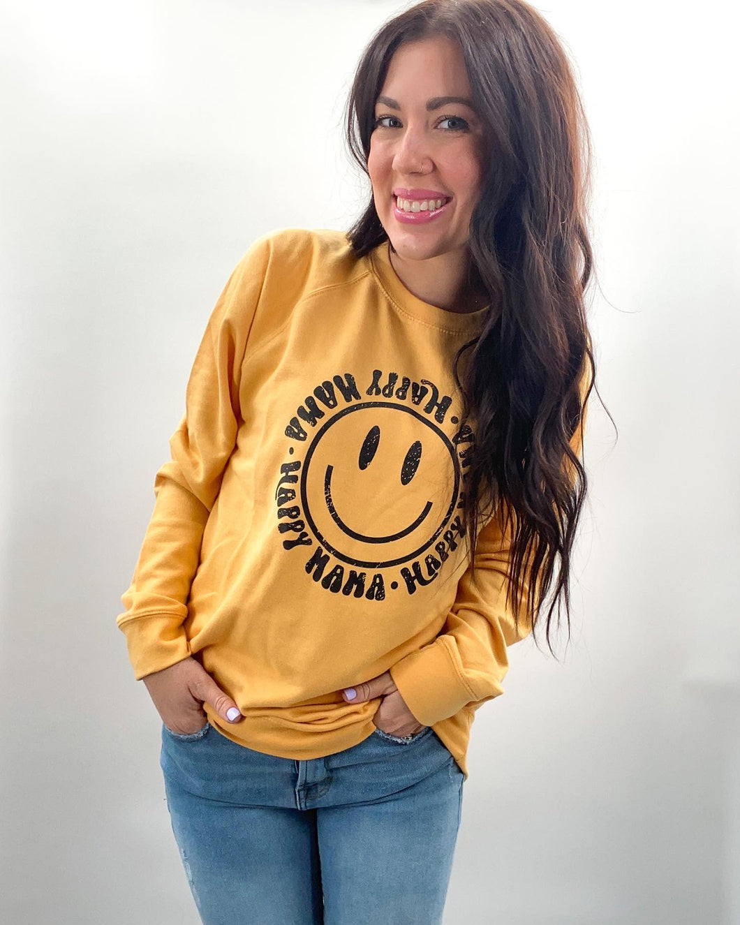 Happy Smiley Mama Sweatshirt - Sunshine